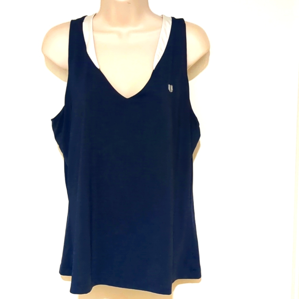 Eleven By Venus Williams Navy Athletic Shirt With Shelf Bra Women's Size Xl